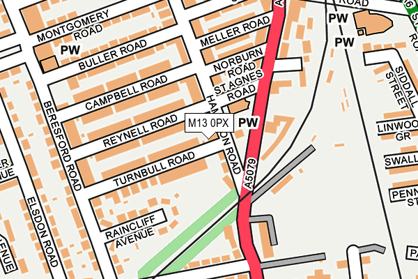 M13 0PX map - OS OpenMap – Local (Ordnance Survey)