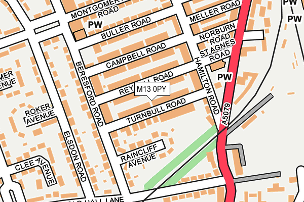 M13 0PY map - OS OpenMap – Local (Ordnance Survey)