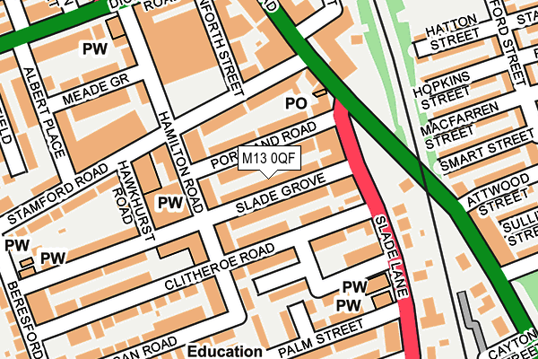 M13 0QF map - OS OpenMap – Local (Ordnance Survey)