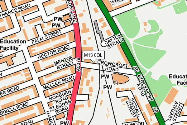 M13 0QL map - OS OpenMap – Local (Ordnance Survey)