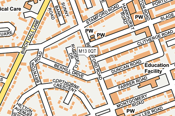 M13 0QT map - OS OpenMap – Local (Ordnance Survey)