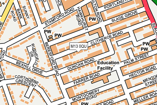 M13 0QU map - OS OpenMap – Local (Ordnance Survey)