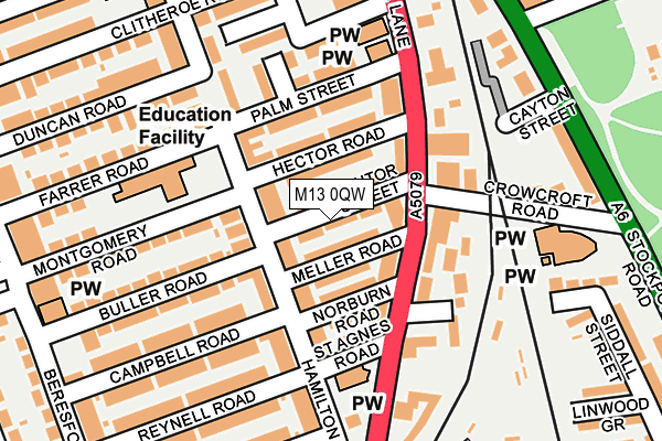 M13 0QW map - OS OpenMap – Local (Ordnance Survey)