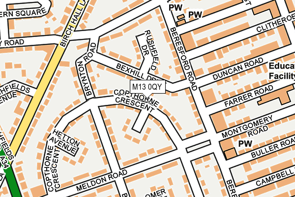 M13 0QY map - OS OpenMap – Local (Ordnance Survey)