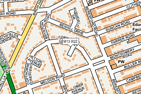 M13 0QZ map - OS OpenMap – Local (Ordnance Survey)