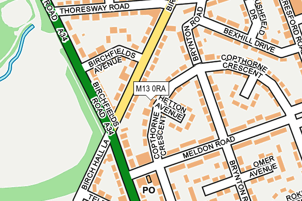 M13 0RA map - OS OpenMap – Local (Ordnance Survey)
