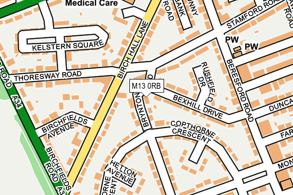 M13 0RB map - OS OpenMap – Local (Ordnance Survey)