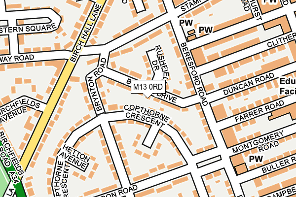M13 0RD map - OS OpenMap – Local (Ordnance Survey)