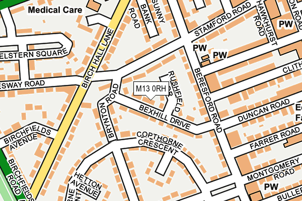 M13 0RH map - OS OpenMap – Local (Ordnance Survey)