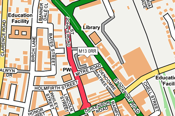 M13 0RR map - OS OpenMap – Local (Ordnance Survey)