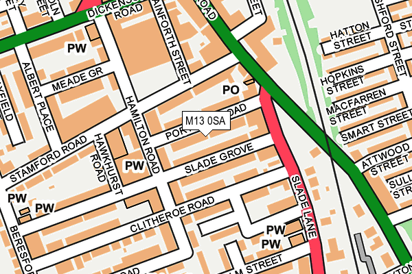 M13 0SA map - OS OpenMap – Local (Ordnance Survey)