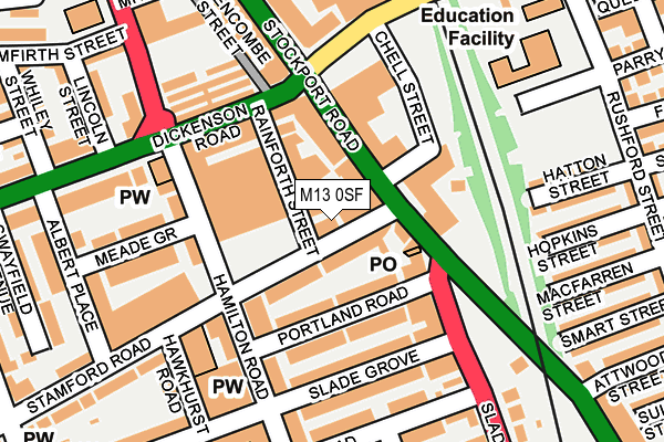 M13 0SF map - OS OpenMap – Local (Ordnance Survey)