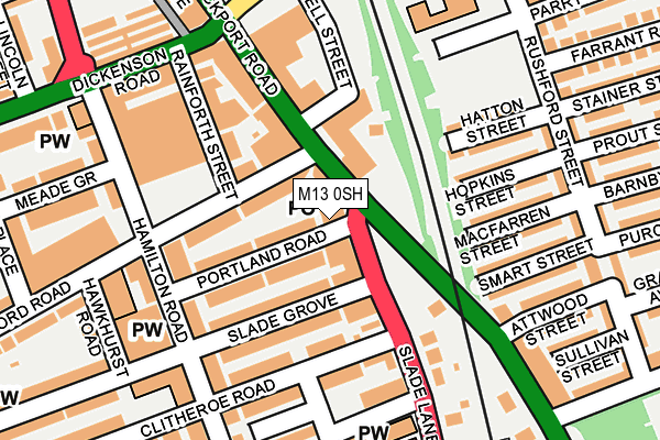 M13 0SH map - OS OpenMap – Local (Ordnance Survey)