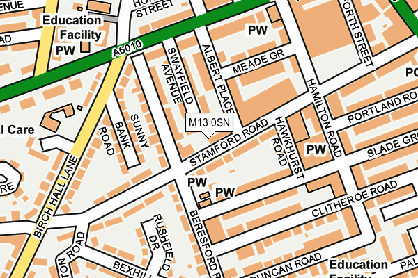 M13 0SN map - OS OpenMap – Local (Ordnance Survey)