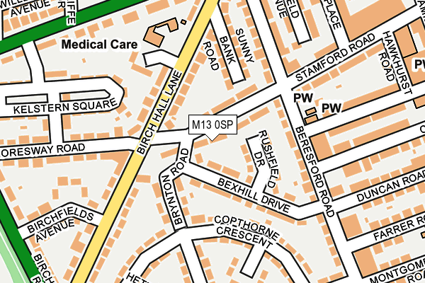 M13 0SP map - OS OpenMap – Local (Ordnance Survey)