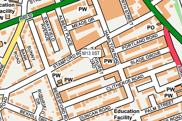 M13 0ST map - OS OpenMap – Local (Ordnance Survey)