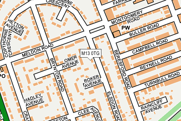 M13 0TG map - OS OpenMap – Local (Ordnance Survey)