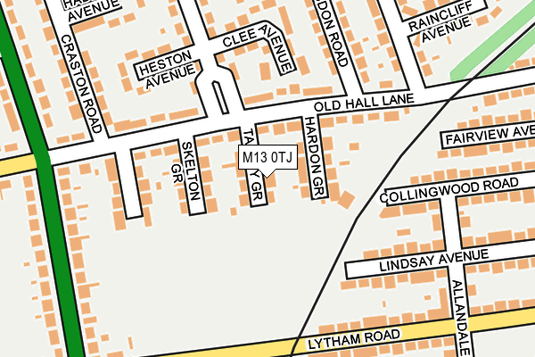 M13 0TJ map - OS OpenMap – Local (Ordnance Survey)