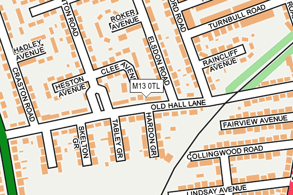 M13 0TL map - OS OpenMap – Local (Ordnance Survey)