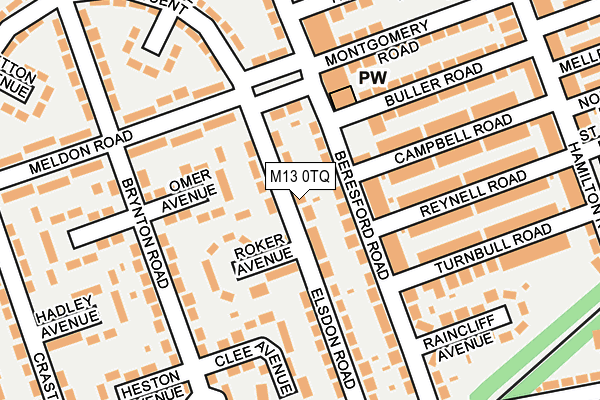 M13 0TQ map - OS OpenMap – Local (Ordnance Survey)