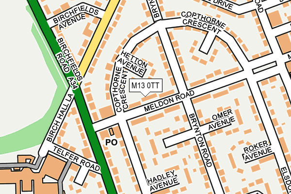 M13 0TT map - OS OpenMap – Local (Ordnance Survey)
