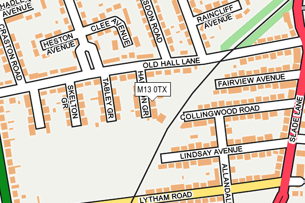 M13 0TX map - OS OpenMap – Local (Ordnance Survey)
