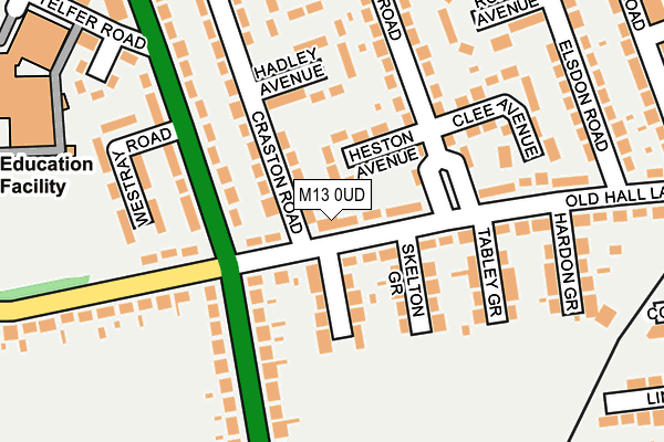 M13 0UD map - OS OpenMap – Local (Ordnance Survey)