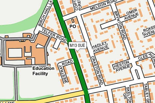 M13 0UE map - OS OpenMap – Local (Ordnance Survey)