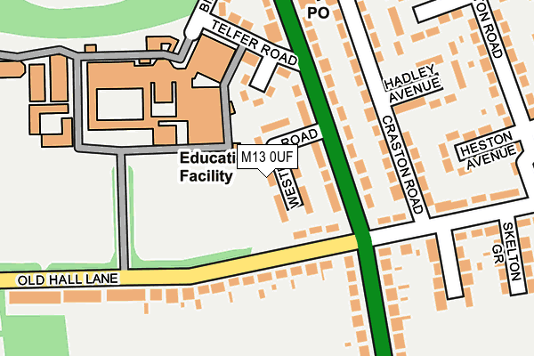 M13 0UF map - OS OpenMap – Local (Ordnance Survey)