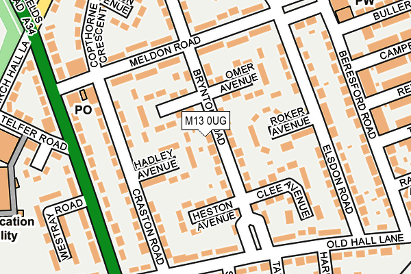 M13 0UG map - OS OpenMap – Local (Ordnance Survey)