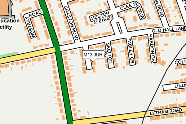 M13 0UH map - OS OpenMap – Local (Ordnance Survey)