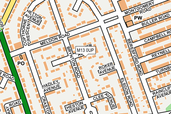 M13 0UP map - OS OpenMap – Local (Ordnance Survey)