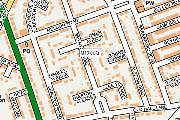 M13 0UQ map - OS OpenMap – Local (Ordnance Survey)