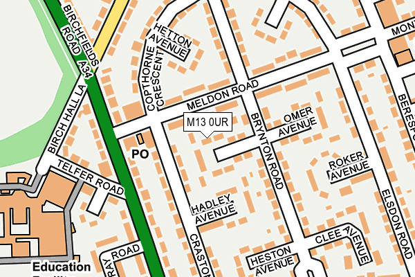 M13 0UR map - OS OpenMap – Local (Ordnance Survey)