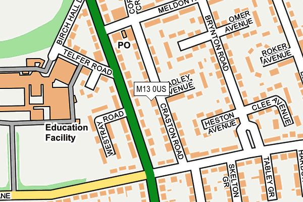 M13 0US map - OS OpenMap – Local (Ordnance Survey)