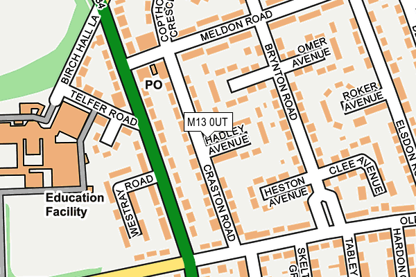 M13 0UT map - OS OpenMap – Local (Ordnance Survey)