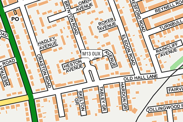 M13 0UX map - OS OpenMap – Local (Ordnance Survey)