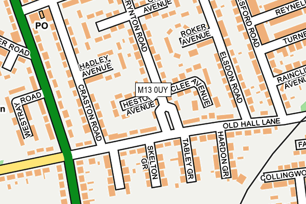 M13 0UY map - OS OpenMap – Local (Ordnance Survey)