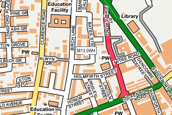 M13 0WH map - OS OpenMap – Local (Ordnance Survey)