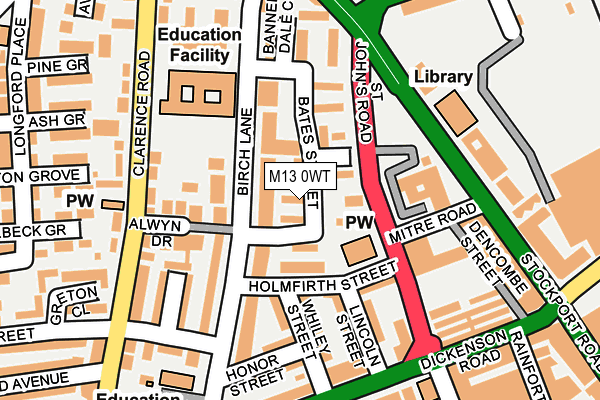 M13 0WT map - OS OpenMap – Local (Ordnance Survey)