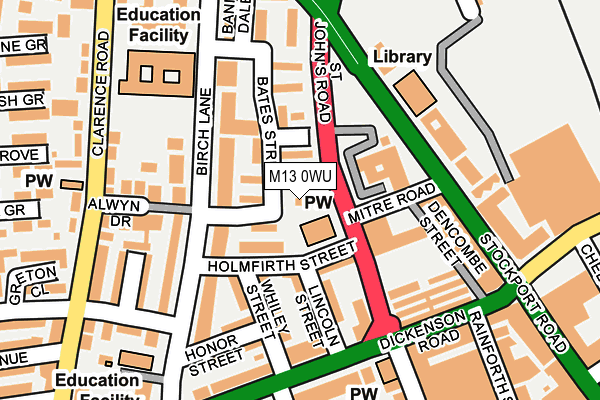 M13 0WU map - OS OpenMap – Local (Ordnance Survey)