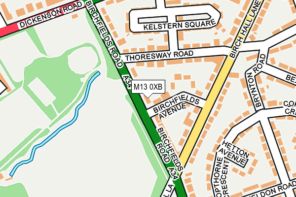 M13 0XB map - OS OpenMap – Local (Ordnance Survey)