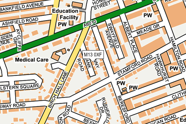 M13 0XF map - OS OpenMap – Local (Ordnance Survey)