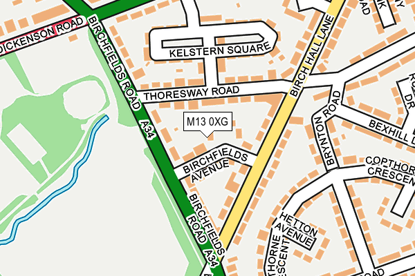 M13 0XG map - OS OpenMap – Local (Ordnance Survey)