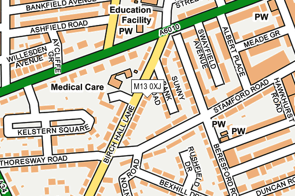 M13 0XJ map - OS OpenMap – Local (Ordnance Survey)