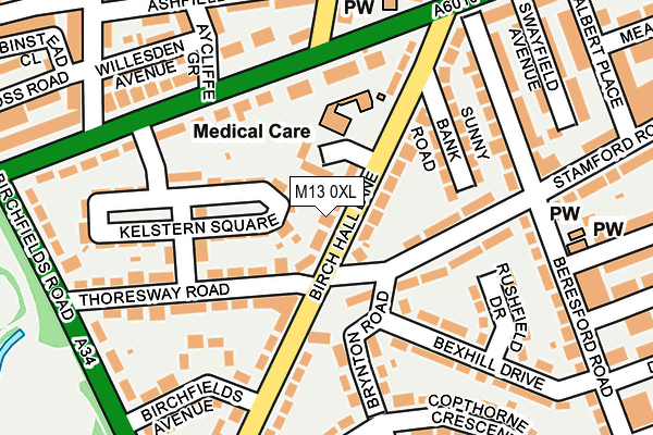 M13 0XL map - OS OpenMap – Local (Ordnance Survey)