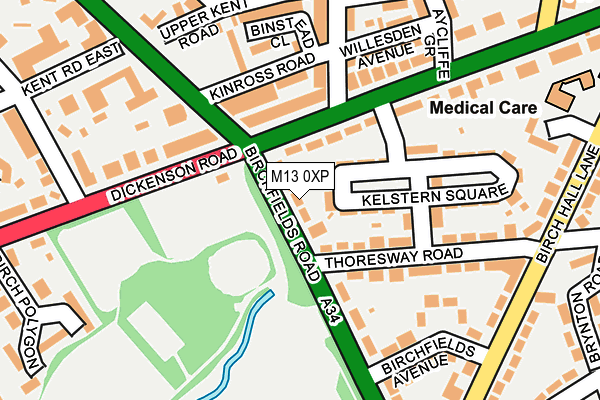 M13 0XP map - OS OpenMap – Local (Ordnance Survey)