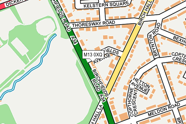 M13 0XQ map - OS OpenMap – Local (Ordnance Survey)