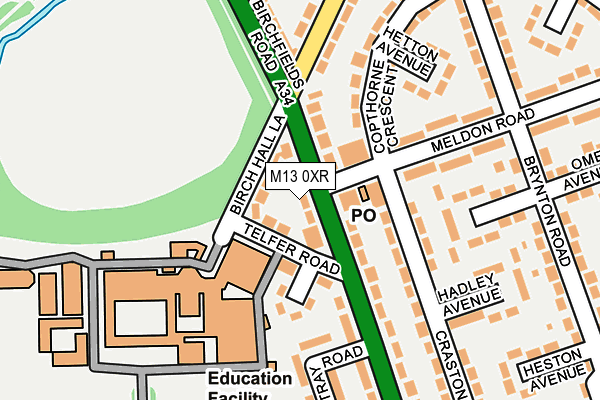 M13 0XR map - OS OpenMap – Local (Ordnance Survey)