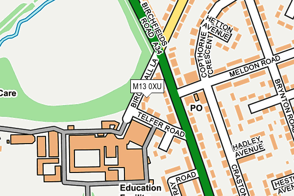 M13 0XU map - OS OpenMap – Local (Ordnance Survey)